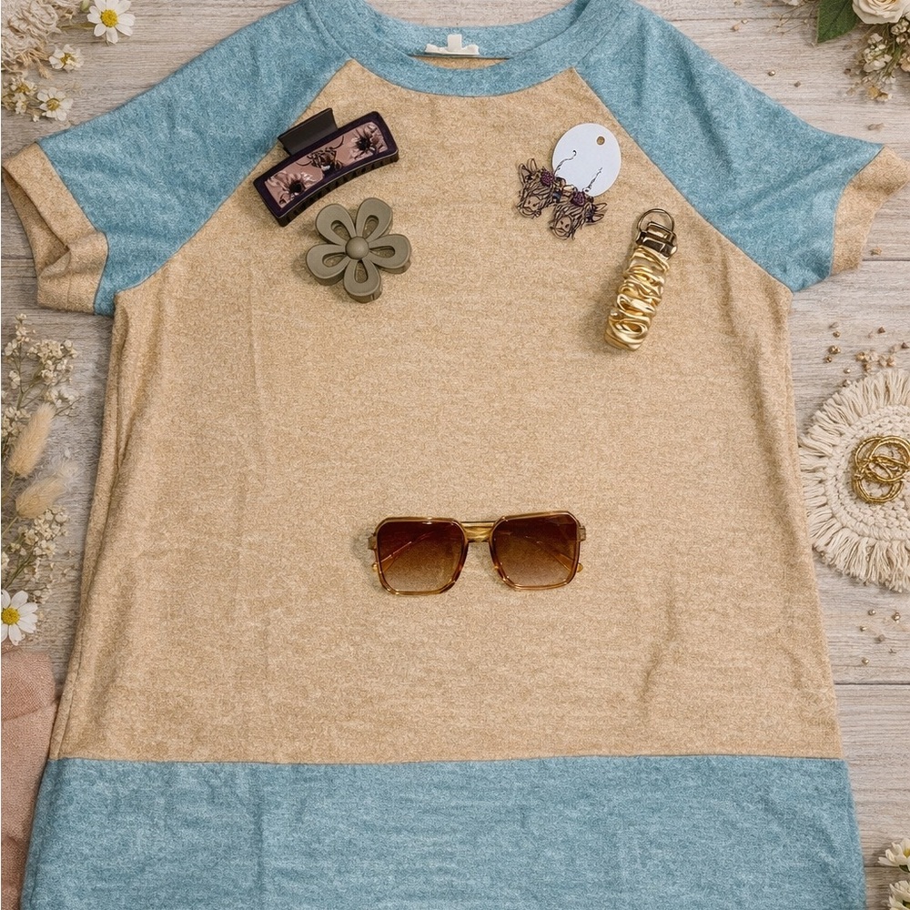 🤎 6FER Two-Tone teal and tan Shirt bundle